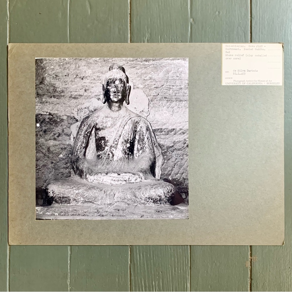 Sold Rare Vintage Black and White Photograph: Seated Buddha Cave Relief